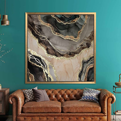 Gold Marble Abstract Alcohol Ink Canvas Print