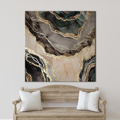 Gold Marble Abstract Alcohol Ink Canvas Print