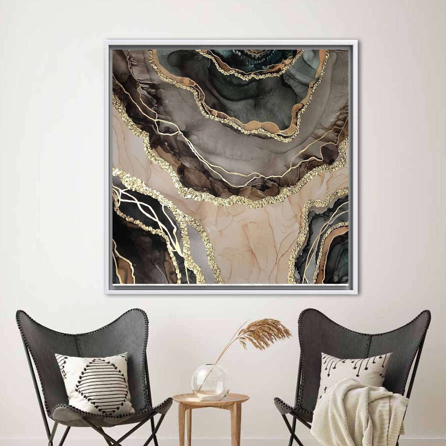 Gold Marble Abstract Alcohol Ink Canvas Print