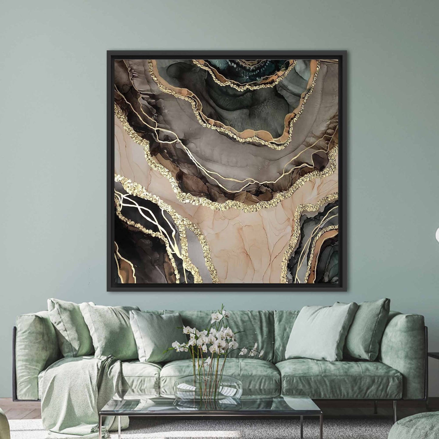Gold Marble Abstract Alcohol Ink Canvas Print