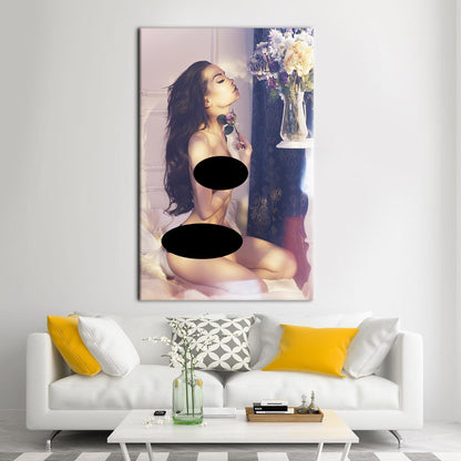 Bedroom Erotic Girl Sensual Photo Canvas Print