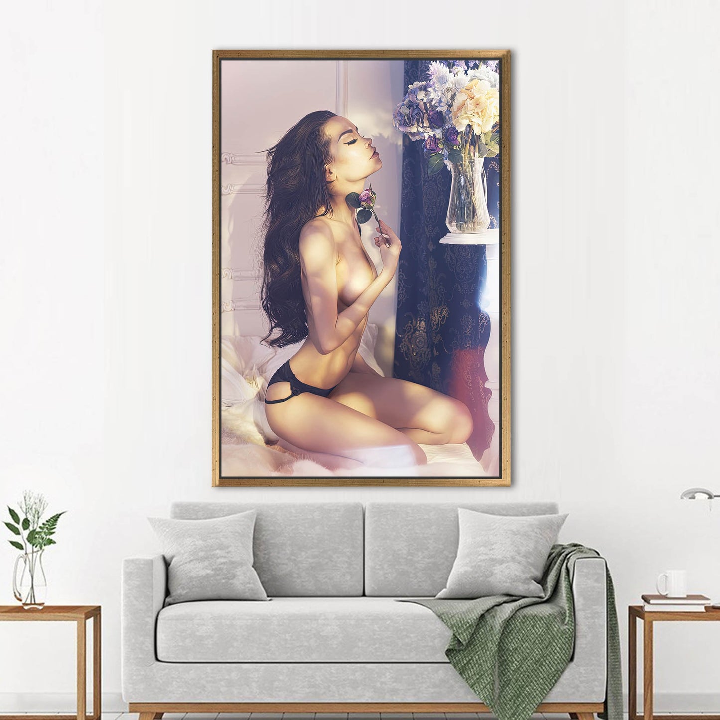 Bedroom Erotic Girl Sensual Photo Canvas Print