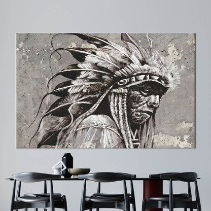 Native American Chief Abstract Canvas Print