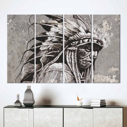 Native American Chief Abstract Canvas Print