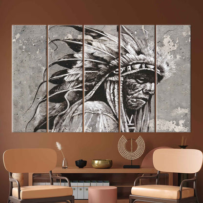 Native American Chief Abstract Canvas Print