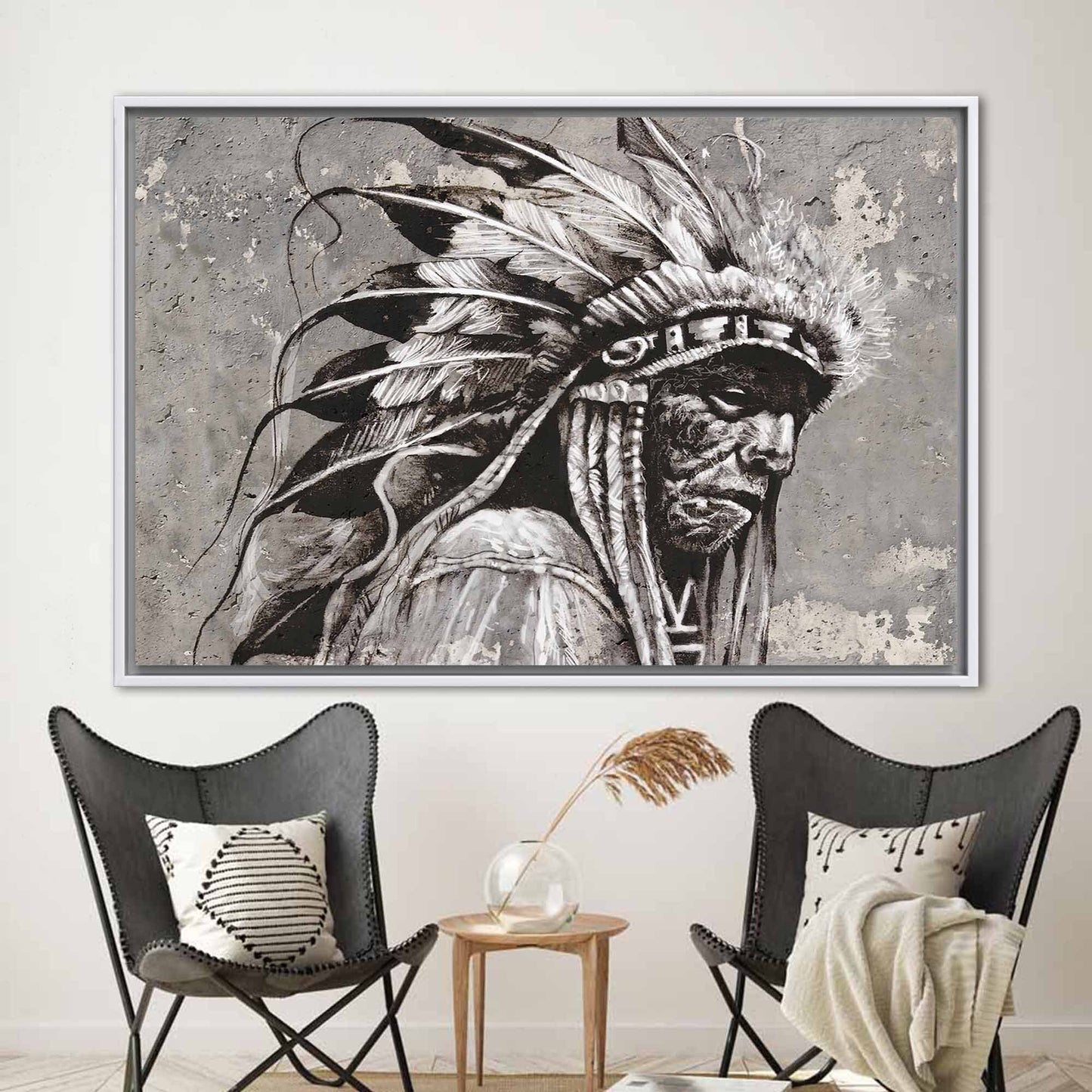 Native American Chief Abstract Canvas Print