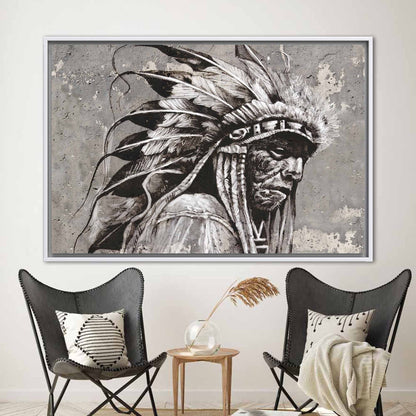 Native American Chief Abstract Canvas Print