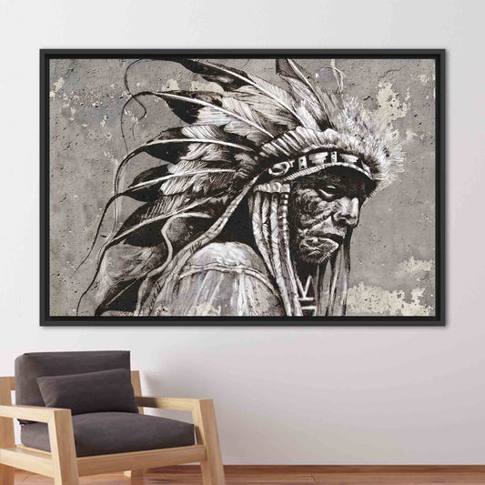 Modern Native American Chief Art Canvas Print - Abstract Wall Decor