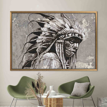 Native American Chief Abstract Canvas Print
