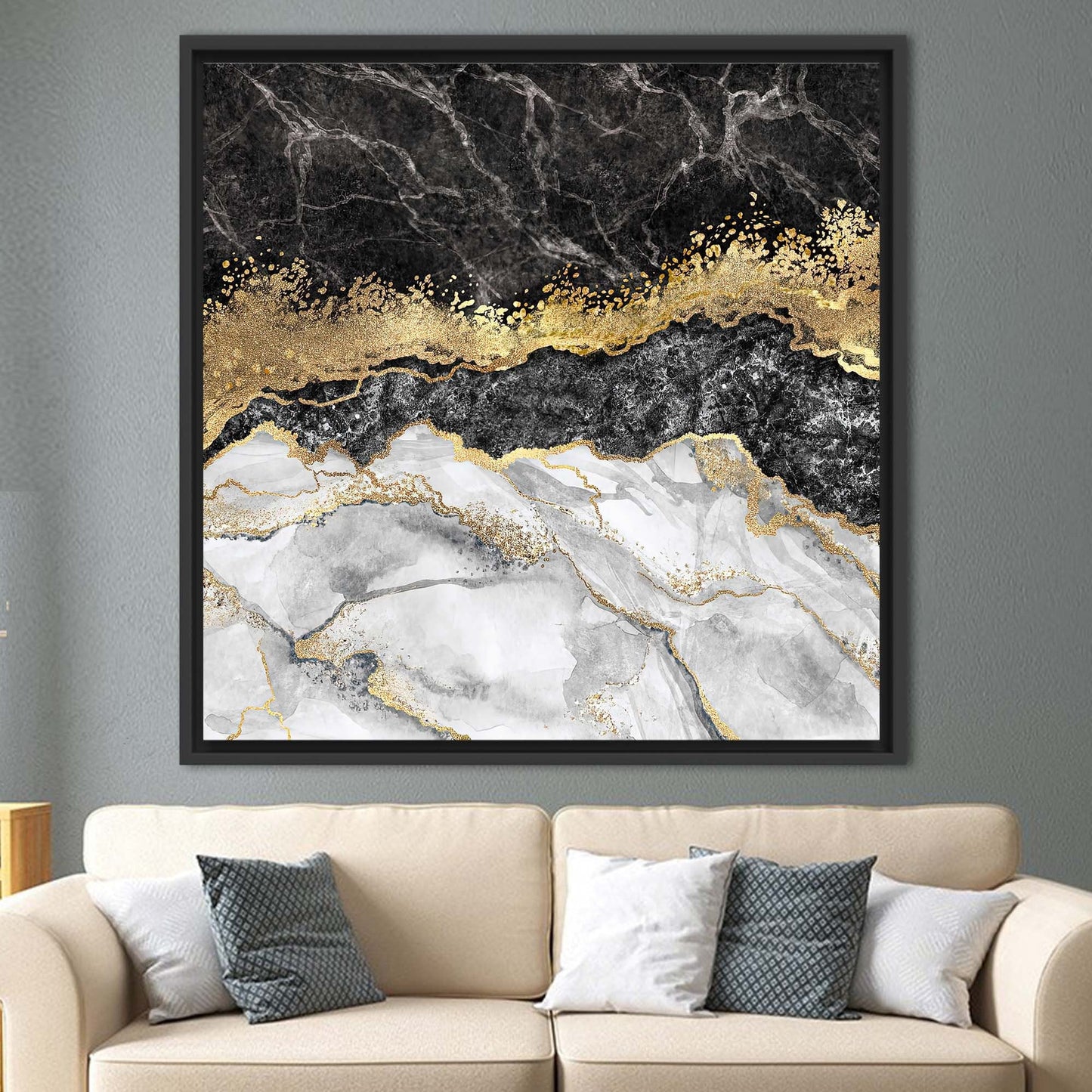 Black and Gold Marble Shimmery Canvas Print