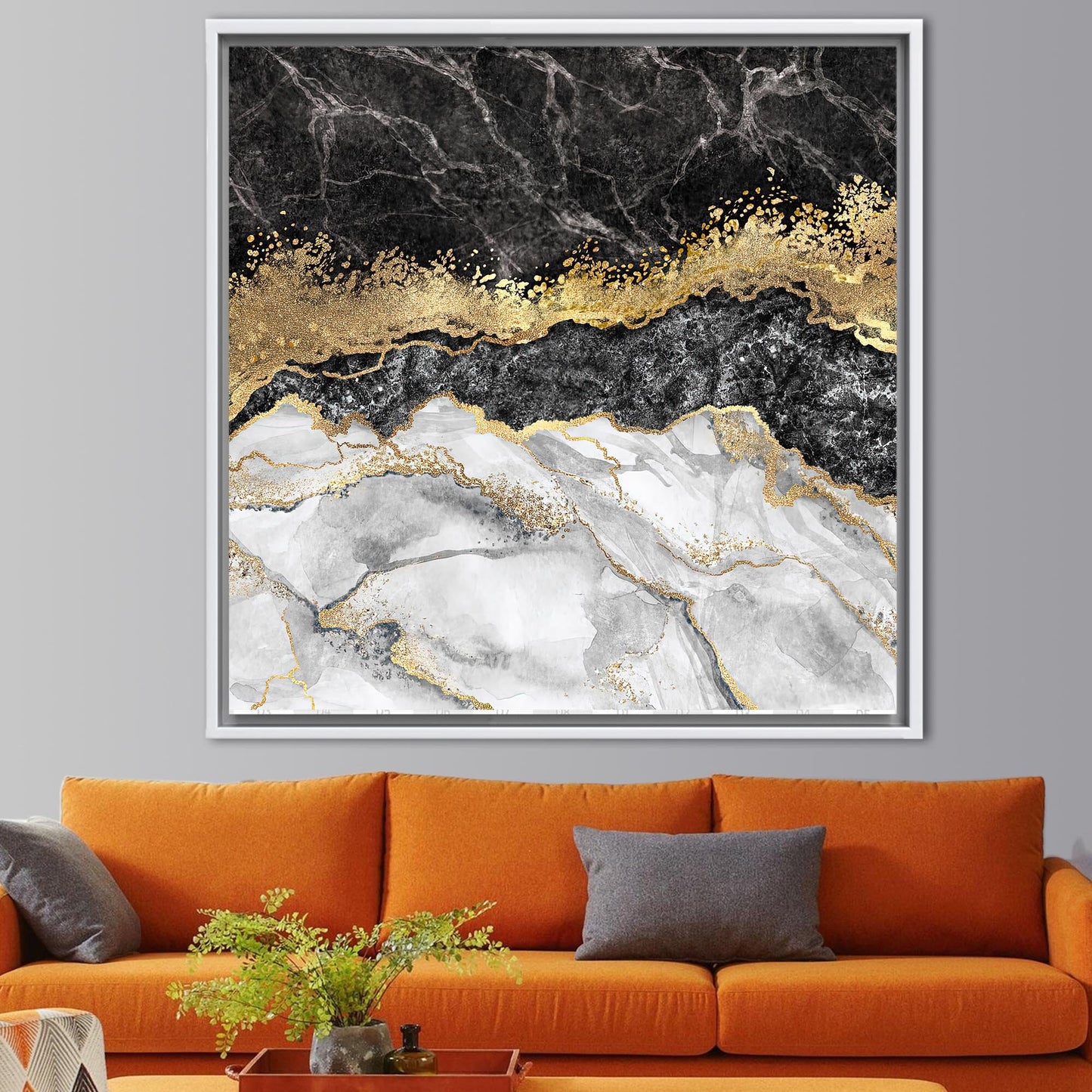 Black and Gold Marble Shimmery Canvas Print
