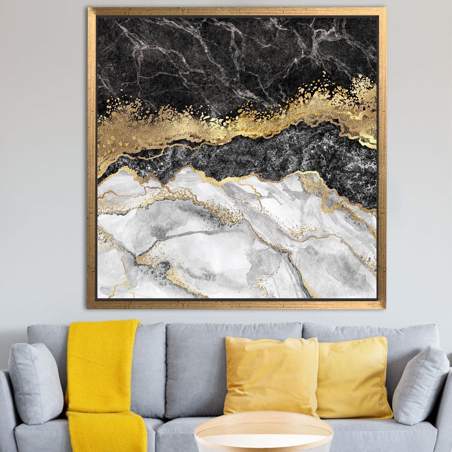 Black and Gold Marble Shimmery Canvas Print