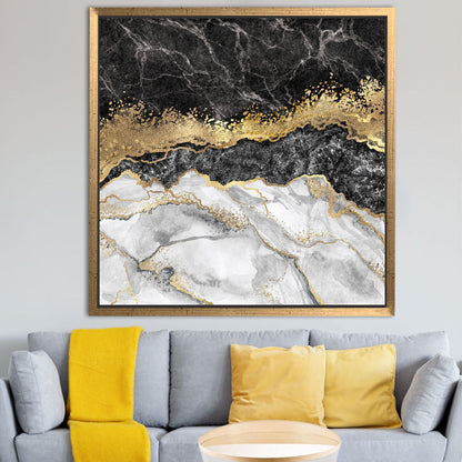 Black and Gold Marble Shimmery Canvas Print