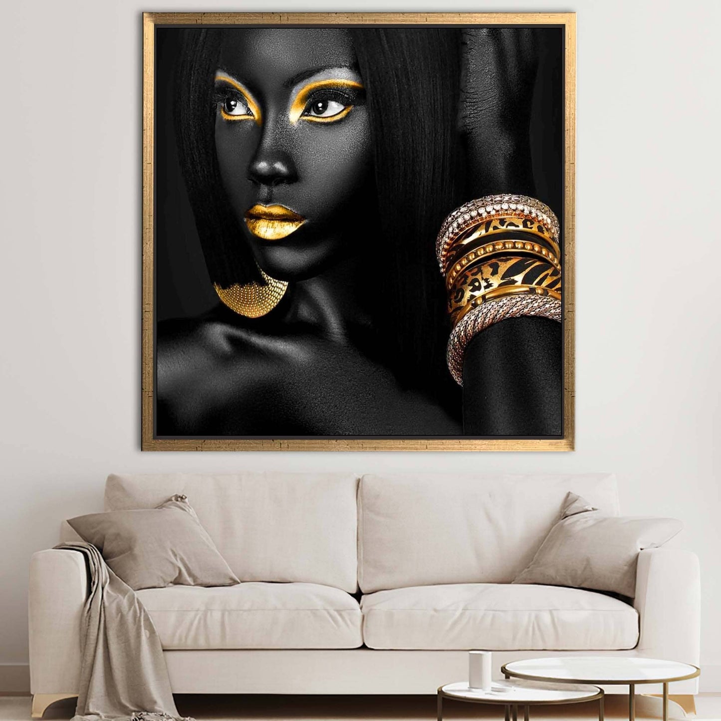 Gold Abstract Black Woman African Canvas Print