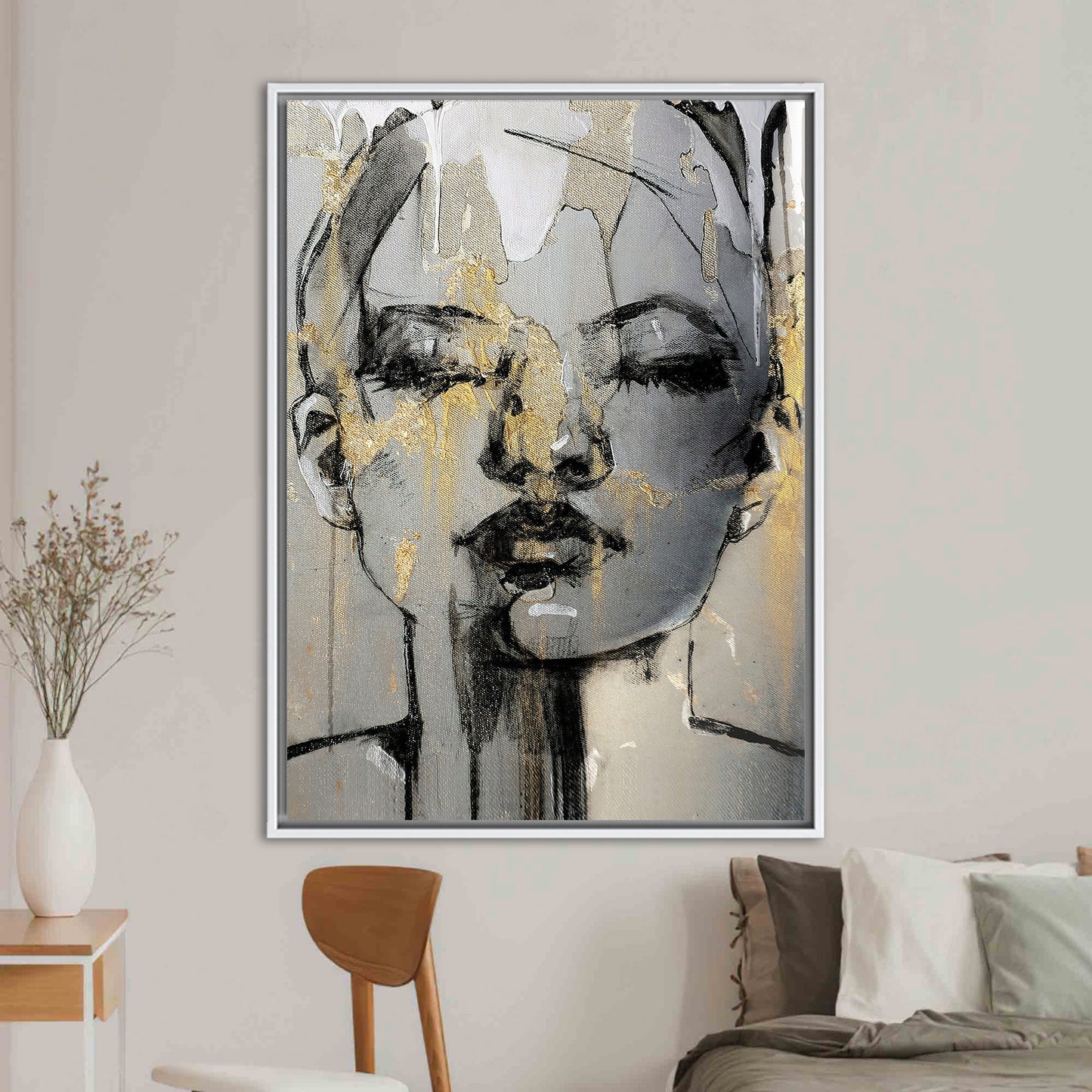 Abstract Woman Face Canvas Print - Trendy Wall Art with Unique Palette and Layout