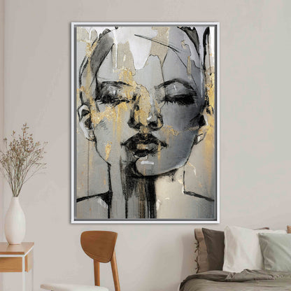 Abstract Woman Face Canvas Print - Trendy Wall Art with Unique Palette and Layout