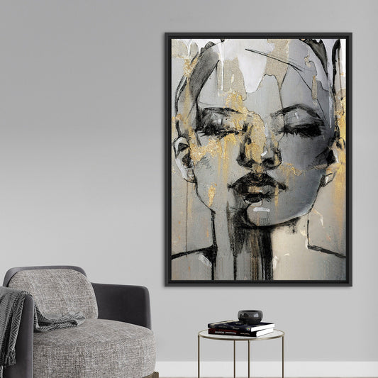 Abstract Woman Face Canvas Print - Trendy Wall Art with Unique Palette and Layout