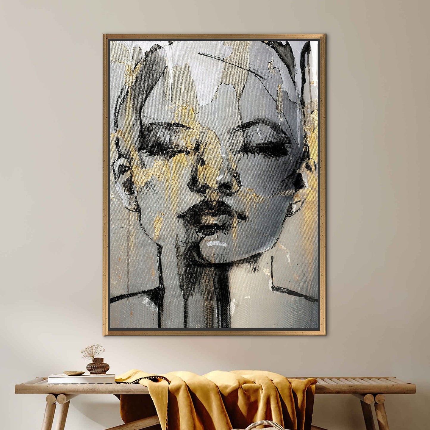 Abstract Woman Face Canvas Print - Trendy Wall Art with Unique Palette and Layout