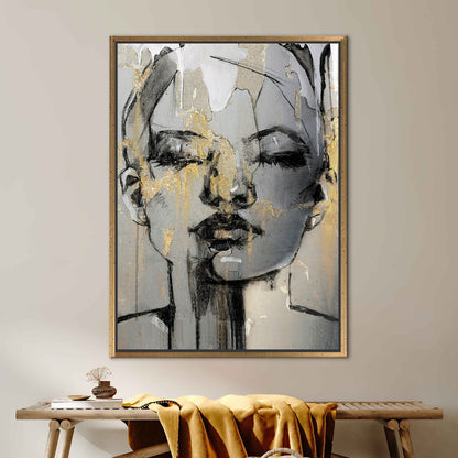 Abstract Woman Face Canvas Print - Trendy Wall Art with Unique Palette and Layout