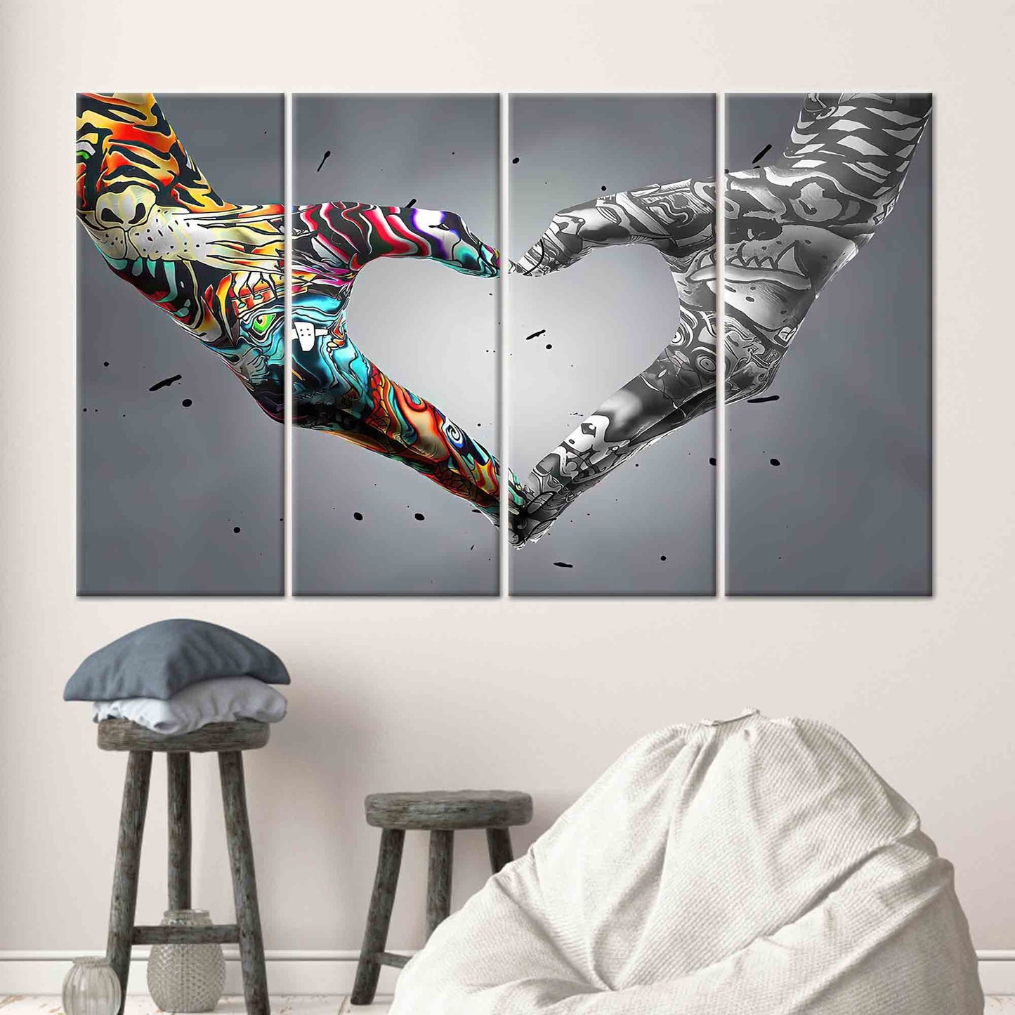 Love Graffiti Hand Bedroom Canvas Print