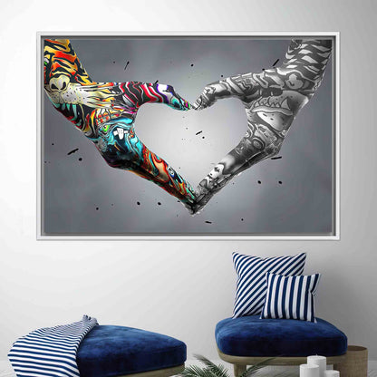 Love Graffiti Hand Bedroom Canvas Print