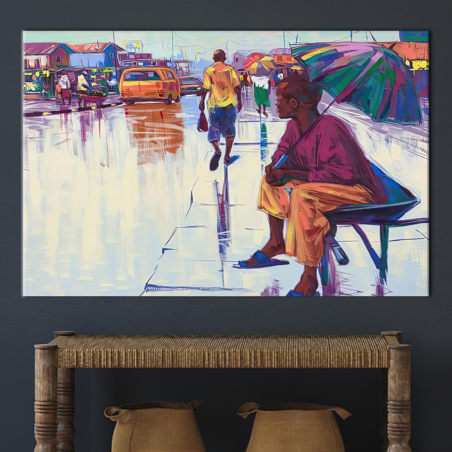 Vibrant African Street Life Urban Canvas Print