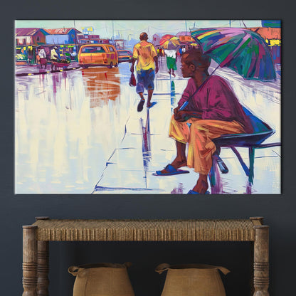 Vibrant African Street Life Urban Canvas Print