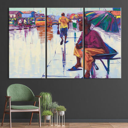 Vibrant African Street Life Urban Canvas Print