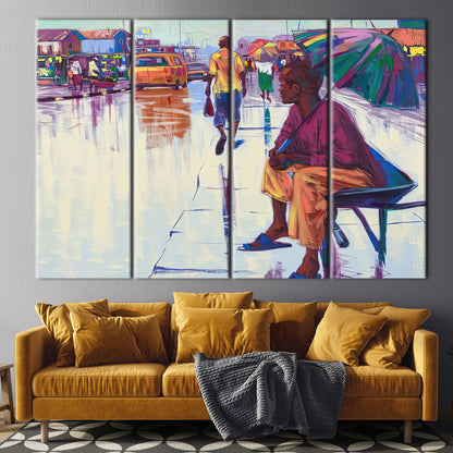 Vibrant African Street Life Urban Canvas Print