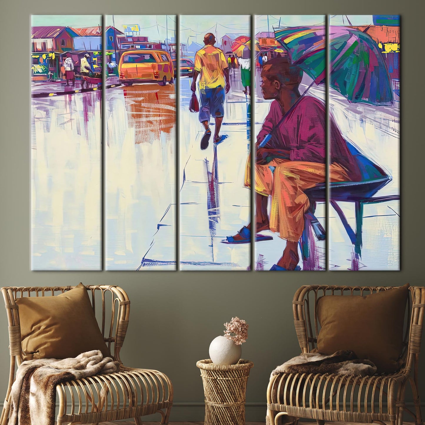 Vibrant African Street Life Urban Canvas Print