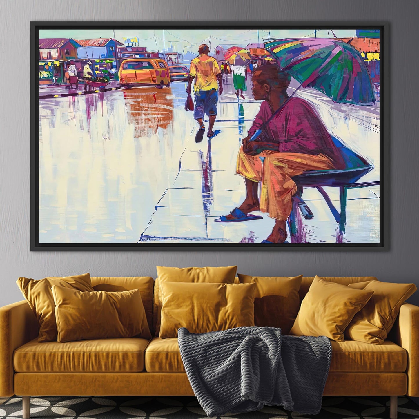 Vibrant African Street Life Urban Canvas Print