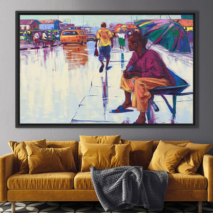 Vibrant African Street Life Urban Canvas Print