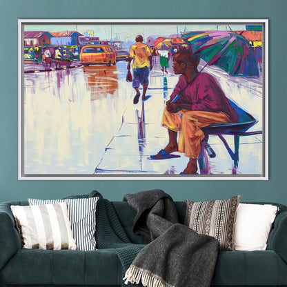 Vibrant African Street Life Urban Canvas Print