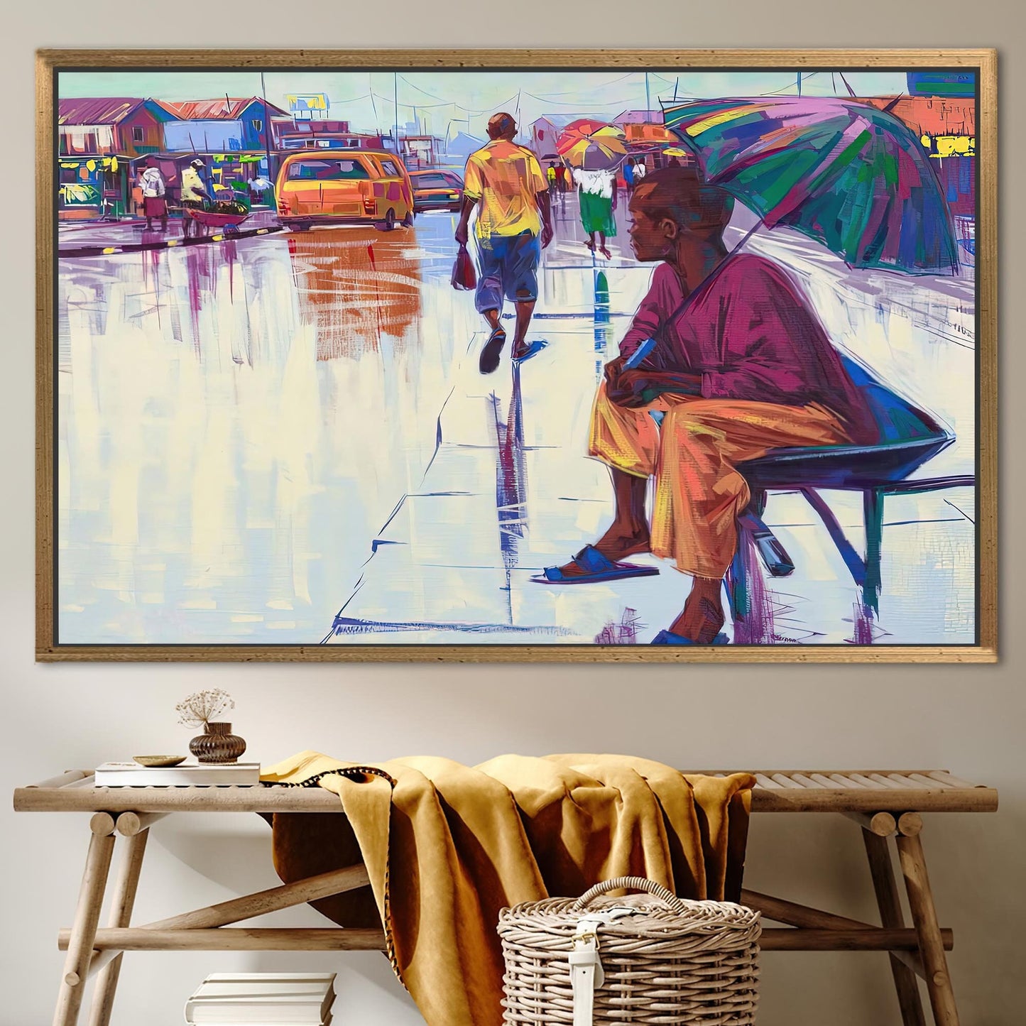 Vibrant African Street Life Urban Canvas Print