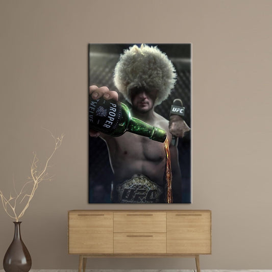 Khabib Nurmagomedov Canvas Print: Famous Fighter Motivation Wall Art for Gym Workout Decor