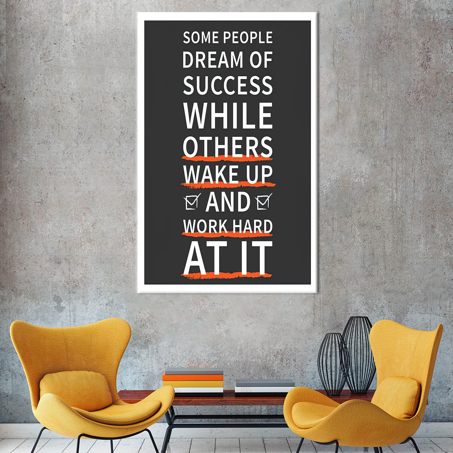 Inspirational Success Quotes Workplace Canvas Print