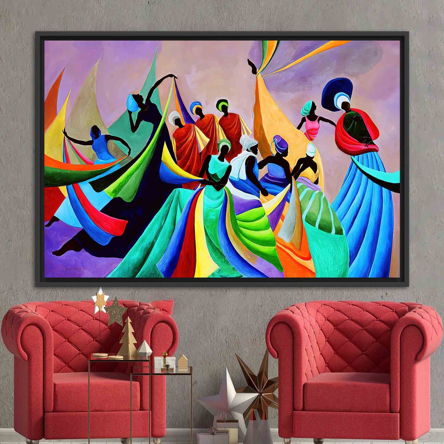 Black Woman African Colorful Abstract Canvas Print