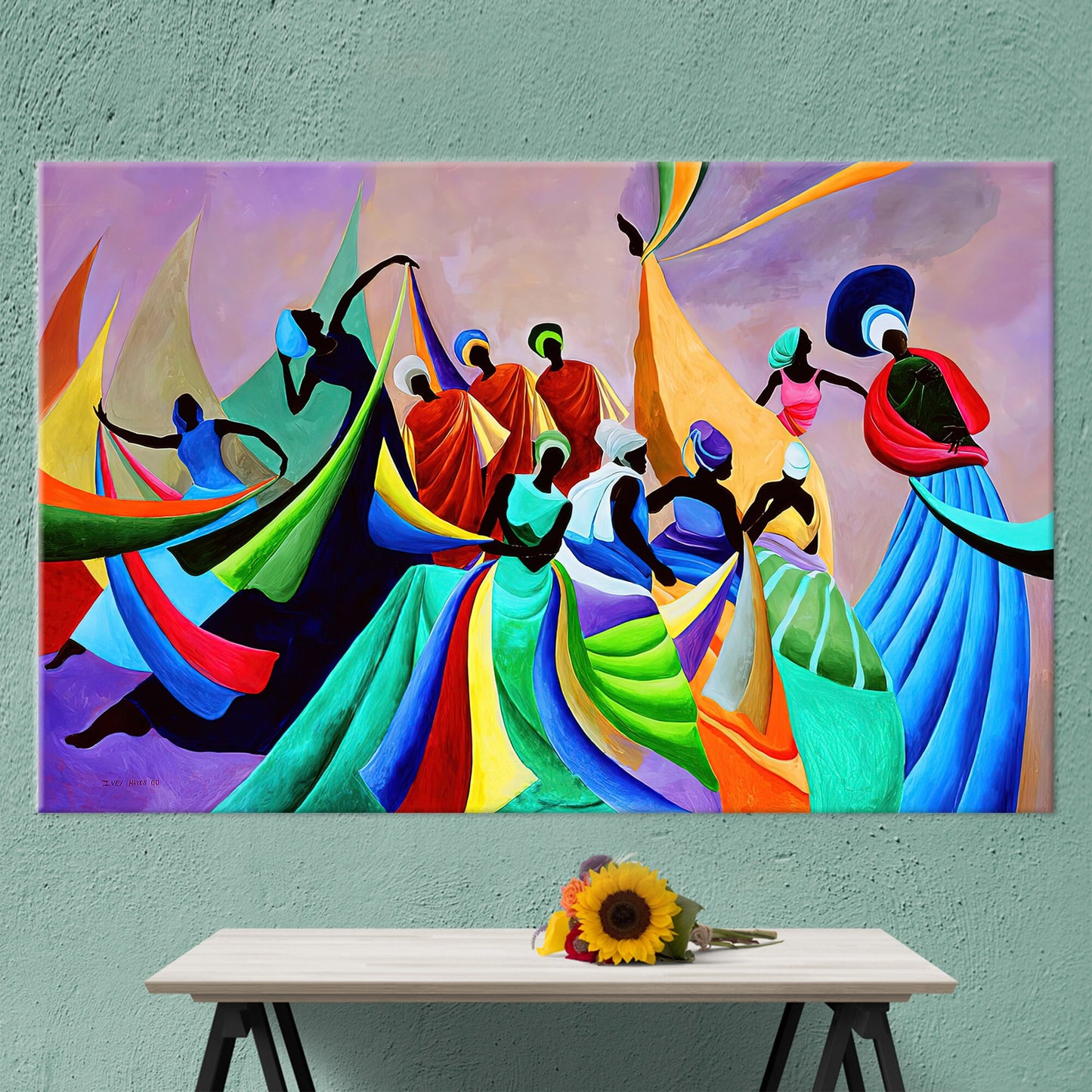 Black Woman African Colorful Abstract Canvas Print