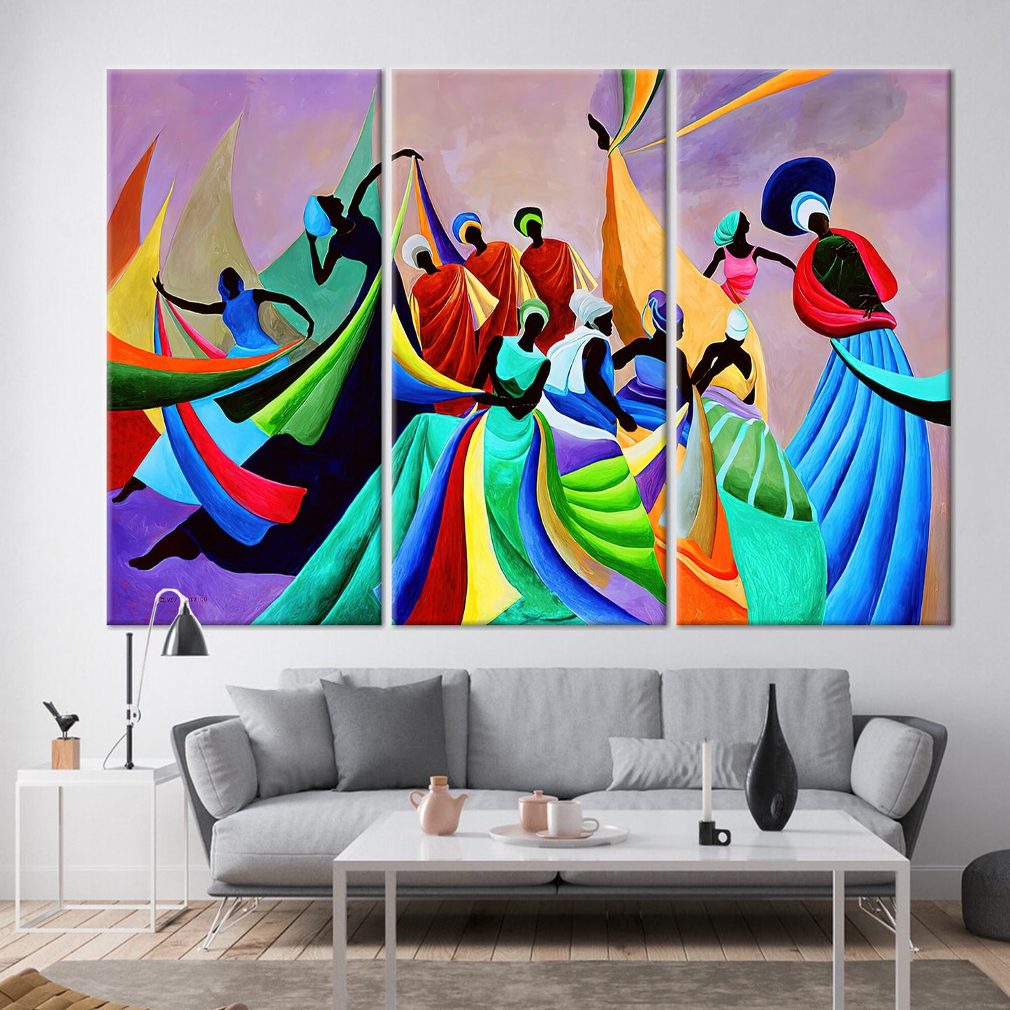 Black Woman African Colorful Abstract Canvas Print