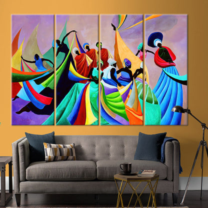 Black Woman African Colorful Abstract Canvas Print