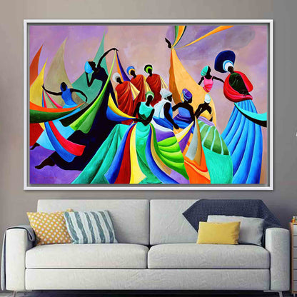 Black Woman African Colorful Abstract Canvas Print