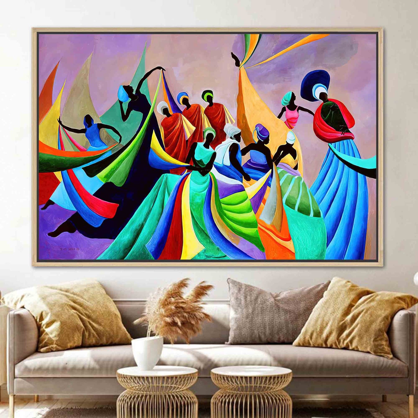 Black Woman African Colorful Abstract Canvas Print