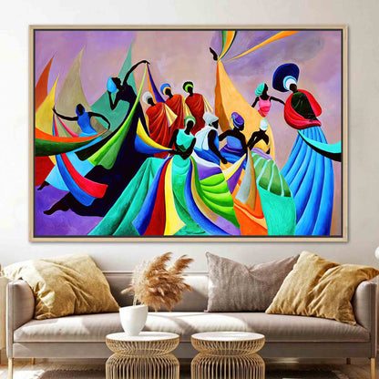 Black Woman African Colorful Abstract Canvas Print