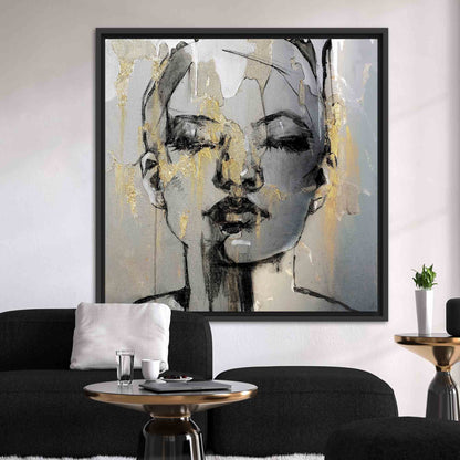 Gold Abstract Portrait Woman Face Canvas Print