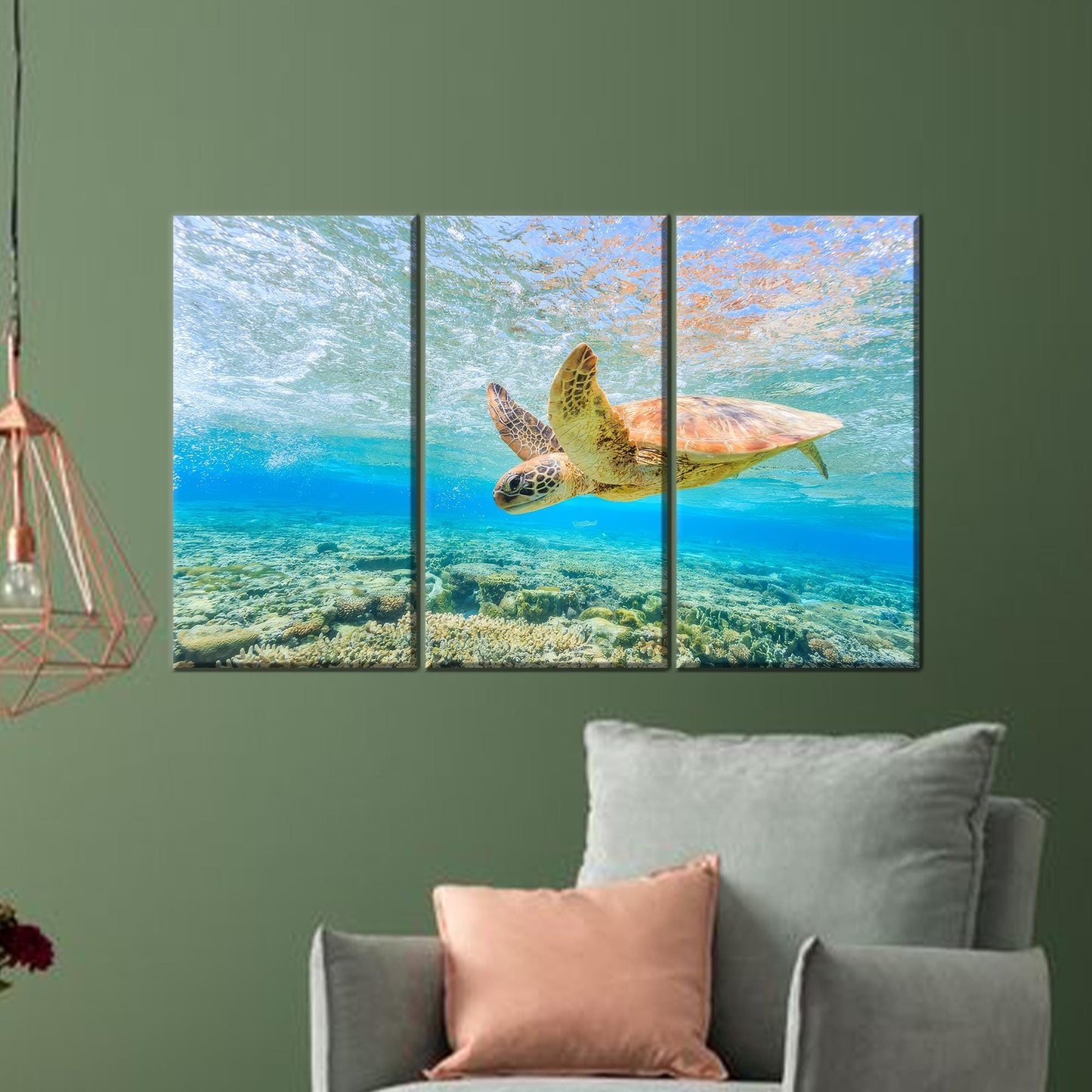 Ocean Blue Canvas Print: Swimming Sea Turtle Wall Art for Personalized Gifts