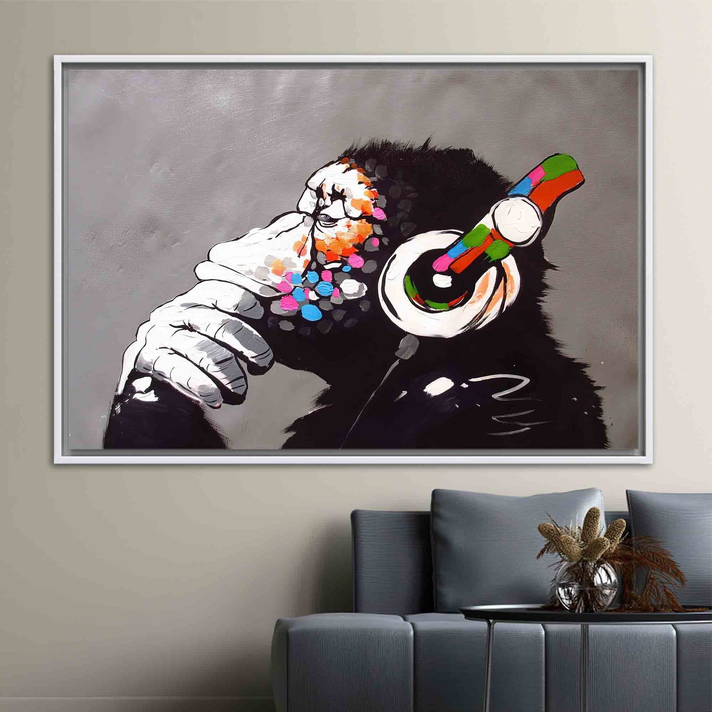 Vibrant Graffiti Monkey Street Canvas Print