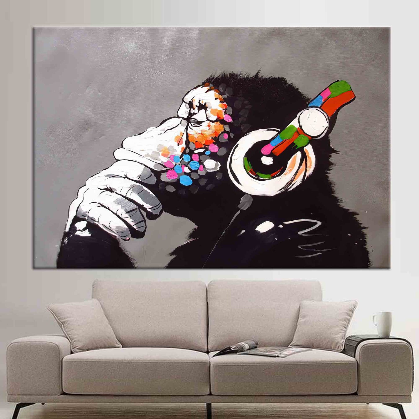 Vibrant Graffiti Monkey Street Canvas Print