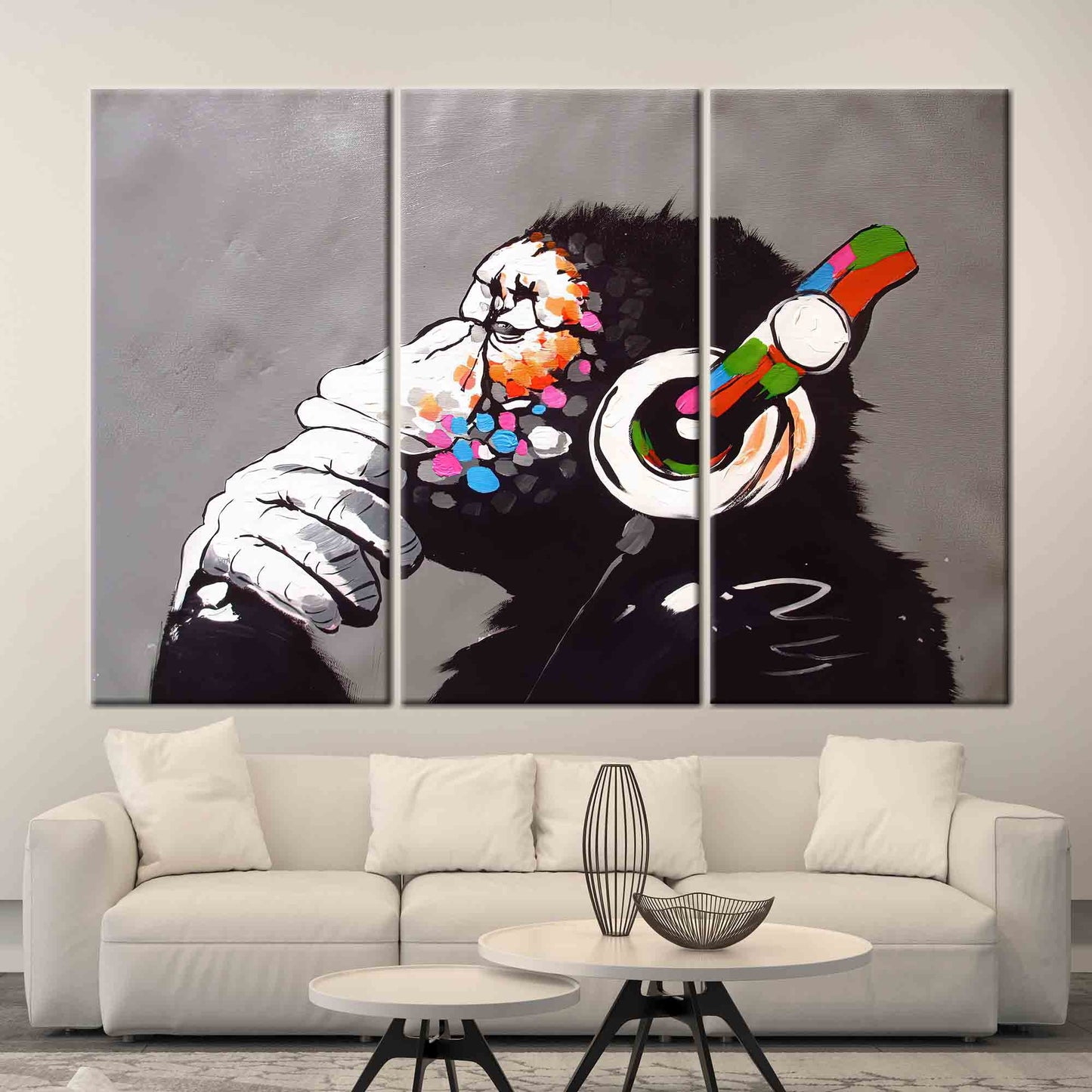 Vibrant Graffiti Monkey Street Canvas Print