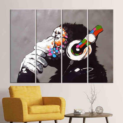 Vibrant Graffiti Monkey Street Canvas Print