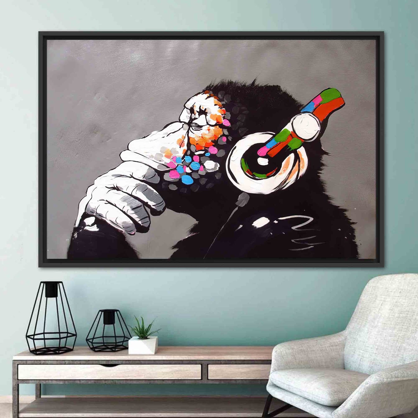 Vibrant Graffiti Monkey Street Canvas Print